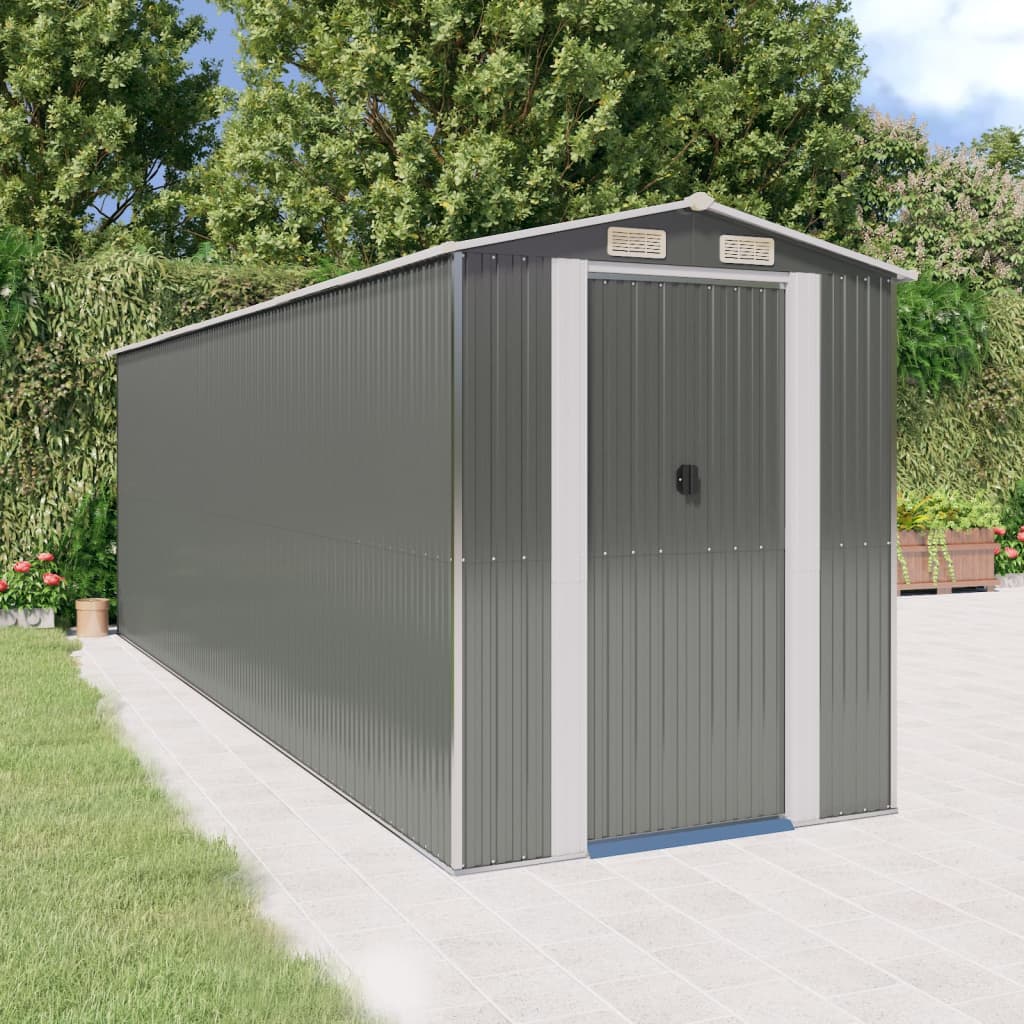 Vidaxl Garden Shed 192x606x223 cm verzinkter Stahl hellgrau