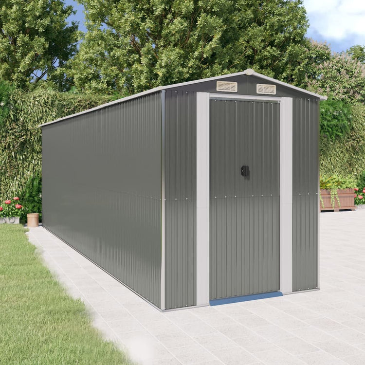 Vidaxl Garden Shed 192x606x223 cm verzinkter Stahl hellgrau