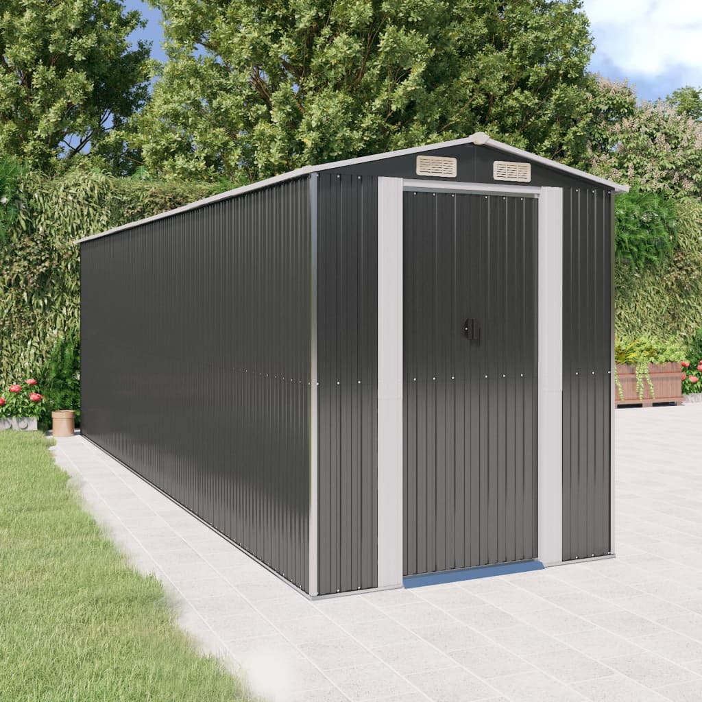 Vidaxl Garden Shed 192x606x223 cm verzinkter Stahl -Anthrazit -gelöscht