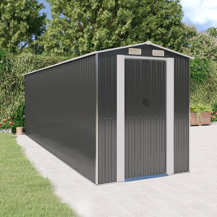 Vidaxl Garden Shed 192x606x223 cm verzinkter Stahl -Anthrazit -gelöscht