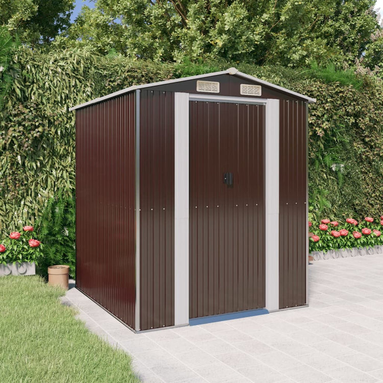 Vidaxl Garden Shed 192x191x223 cm verzinkter Stahl dunkelbraun