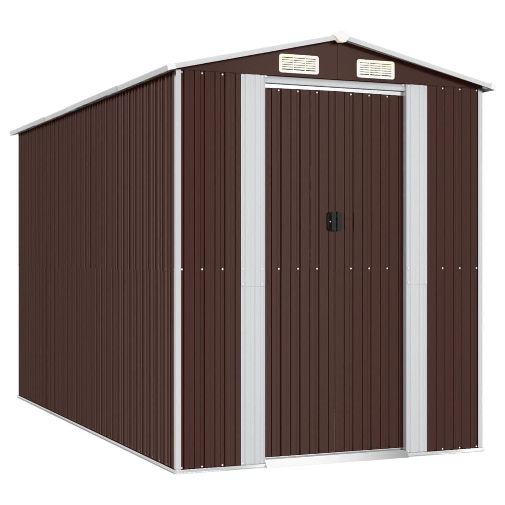 Vidaxl Garden Shed 192x357x223 cm verzinkter Stahl dunkelbraun