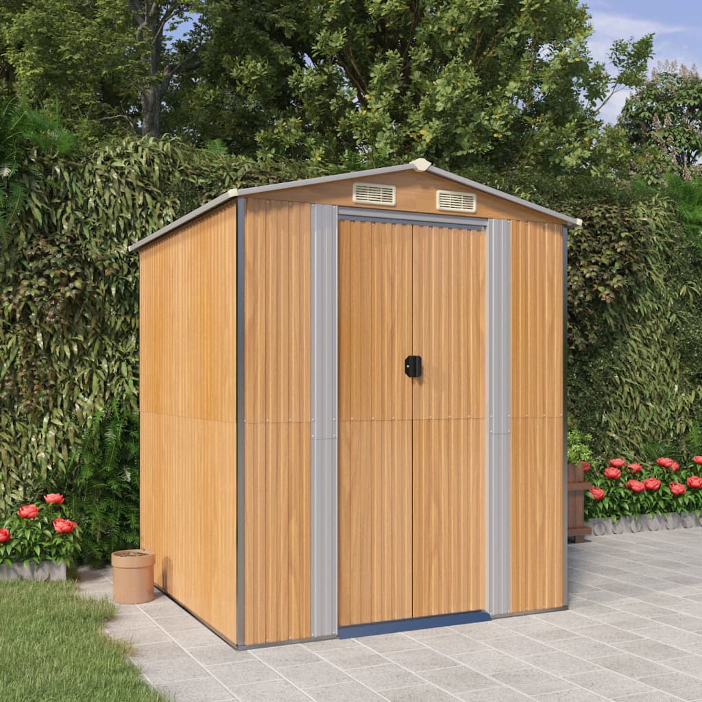Vidaxl Garden Shed 192x191x223 cm verzinktes Stahlhellbraun