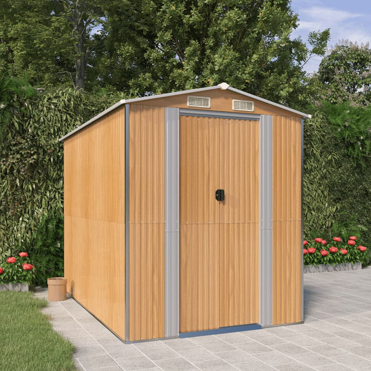 Vidaxl Garden Shed 192x274x223 cm verzinktes Stahlhellbraun