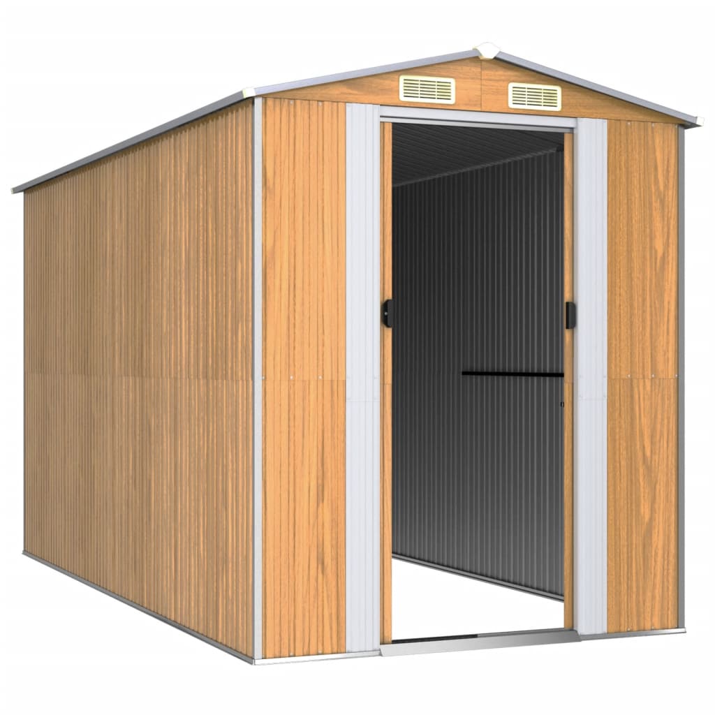 Vidaxl Garden Shed 192x357x223 cm verzinkter Stahlhellbraun