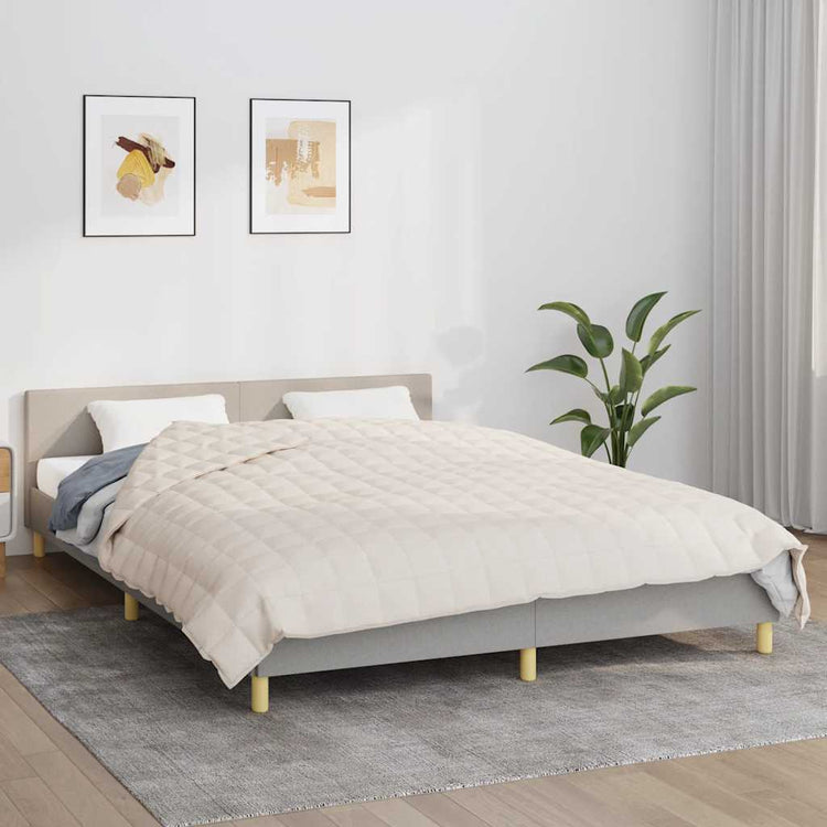 Vidaxl schwache Decke 200x225 cm 9 kg Stoff Light Cream -Colored