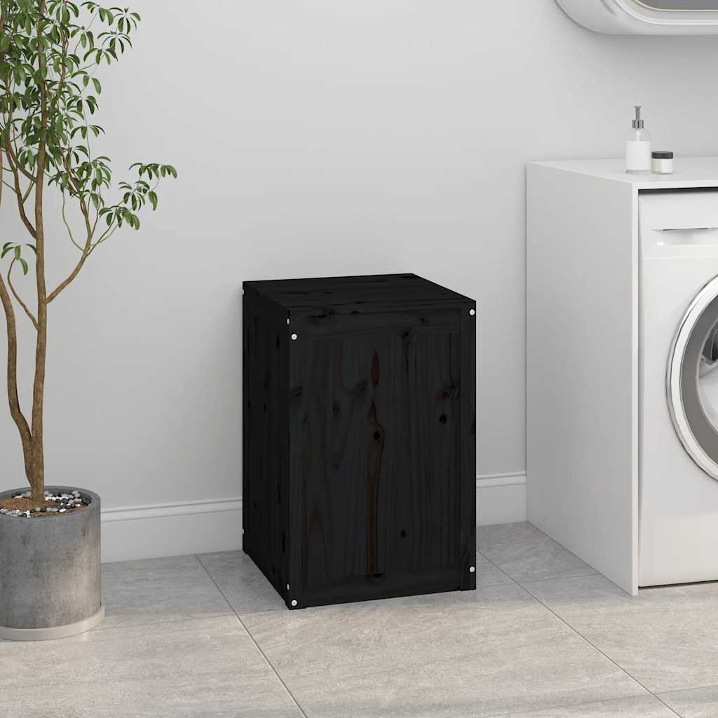 Vidaxl Waschkorb 44x44x66 cm Festkiefer schwarz