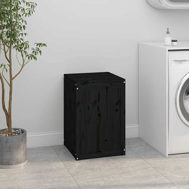 Vidaxl Waschkorb 44x44x66 cm Festkiefer schwarz