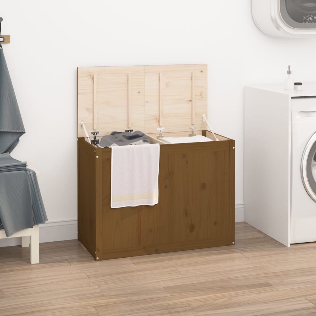 Vidaxl Waschkorb 88.5x44x66 cm Festkiefer Honigbraun