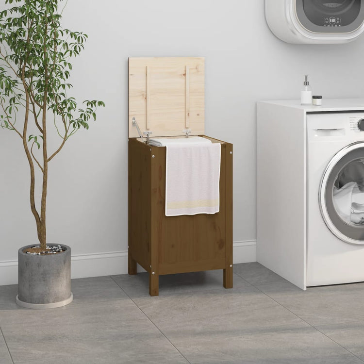 Vidaxl Waschkorb 44x44x76 cm Festkiefer Honigbraun