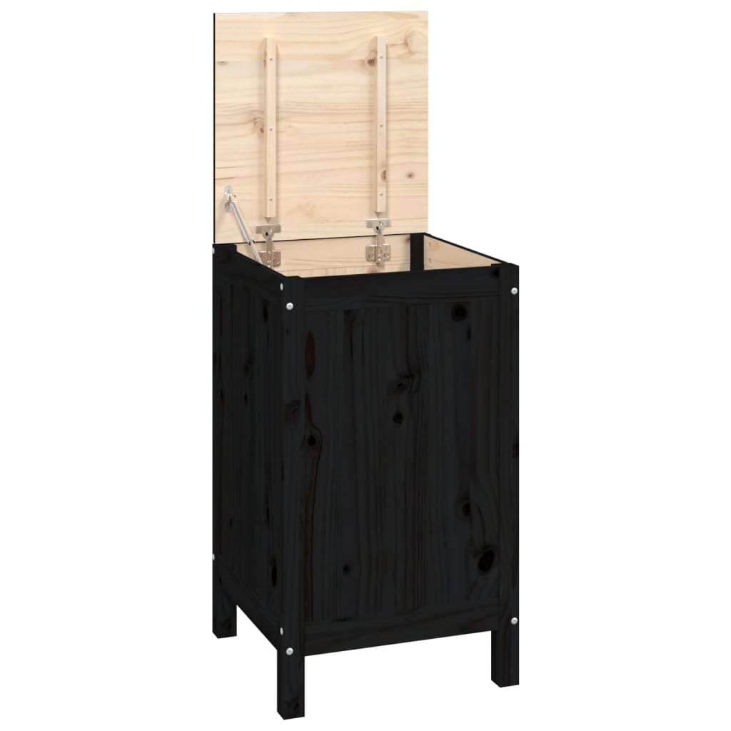 Vidaxl Waschkorb 44x44x76 CM Solid Pine Schwarz
