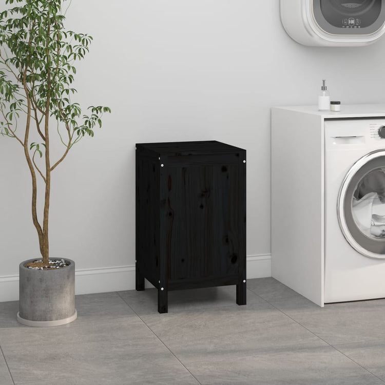 Vidaxl Waschkorb 44x44x76 CM Solid Pine Schwarz