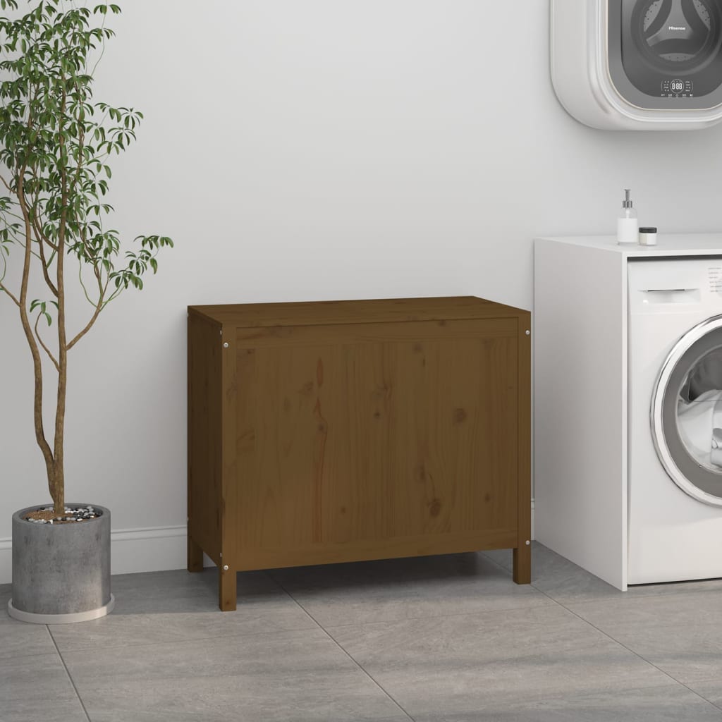 Vidaxl Waschkorb 88.5x44x76 cm Festkiefer Honigbraun