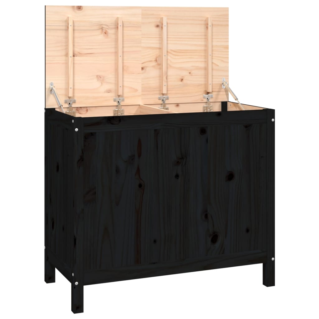 Vidaxl Waschkorb 88.5x44x76 CM Solid Pine Schwarz