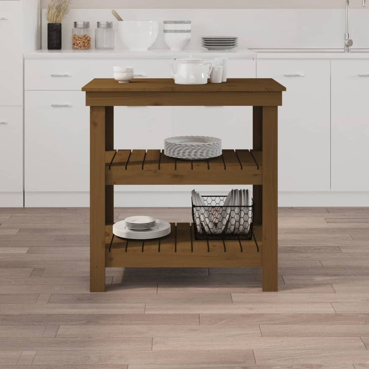 Vidaxl Workbench 78,5 x 50 x 80 cm Festkiefer Honigbraun