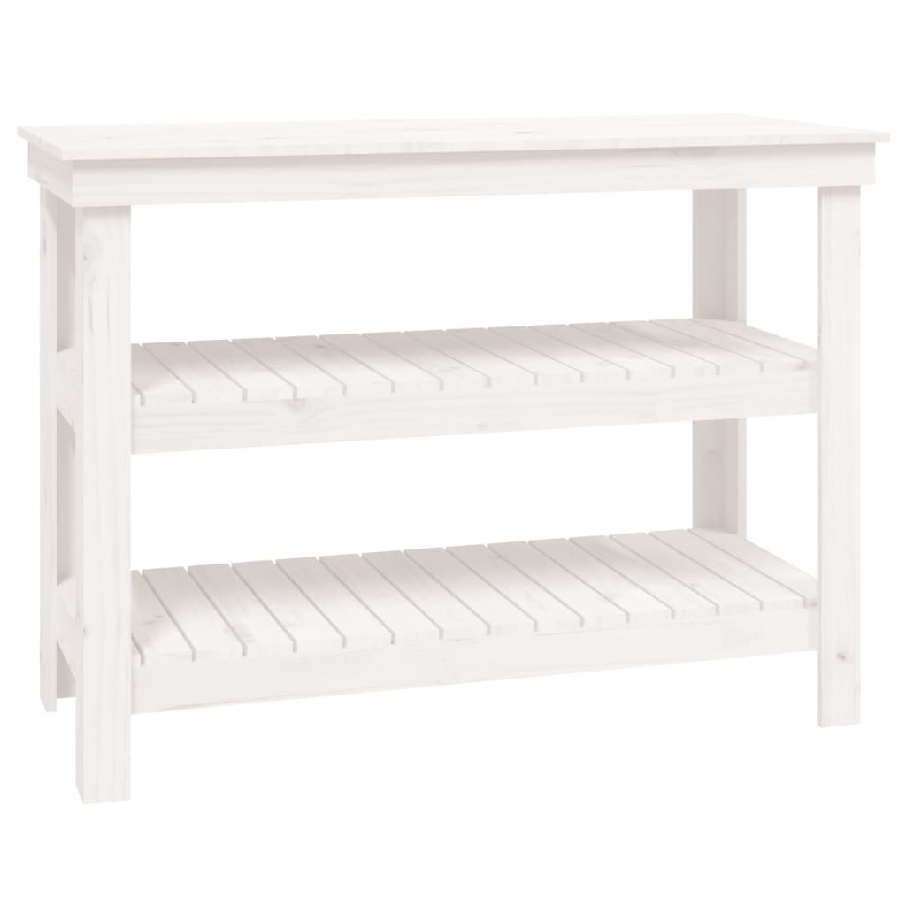 Vidaxx Werkbank 110,5x50x80 cm massives Kiefernholz weiß