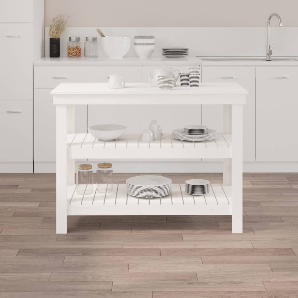 Vidaxx Werkbank 110,5x50x80 cm massives Kiefernholz weiß