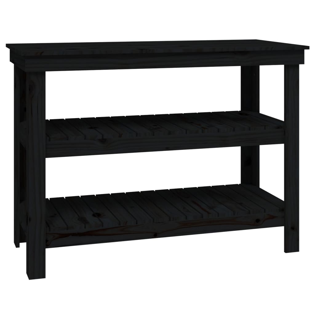 Vidaxl Workbench 110.5x50x80 cm Festkiefer Schwarz