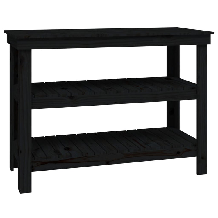 Vidaxl Workbench 110.5x50x80 cm Festkiefer Schwarz