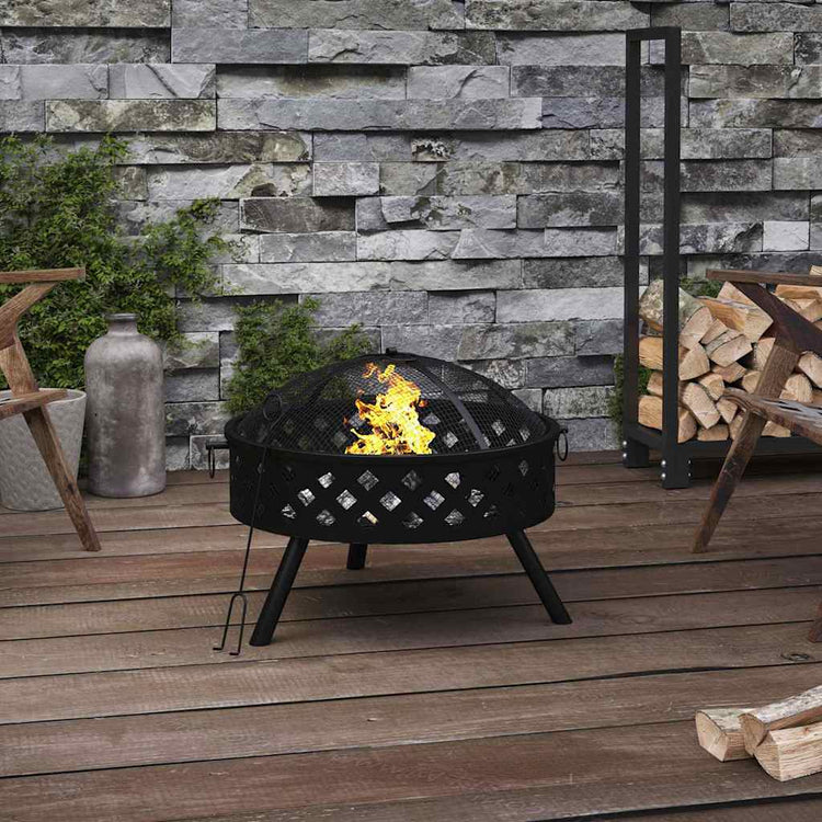 Vidaxl -Kamin mit Poker xxl 58 cm Stahl
