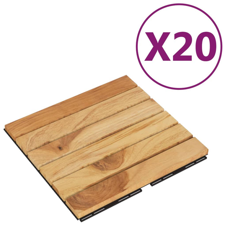 VIDAXL -Terrassenfliesen 20 PCs 30x30 cm Festes Teakfänger vertikales Muster