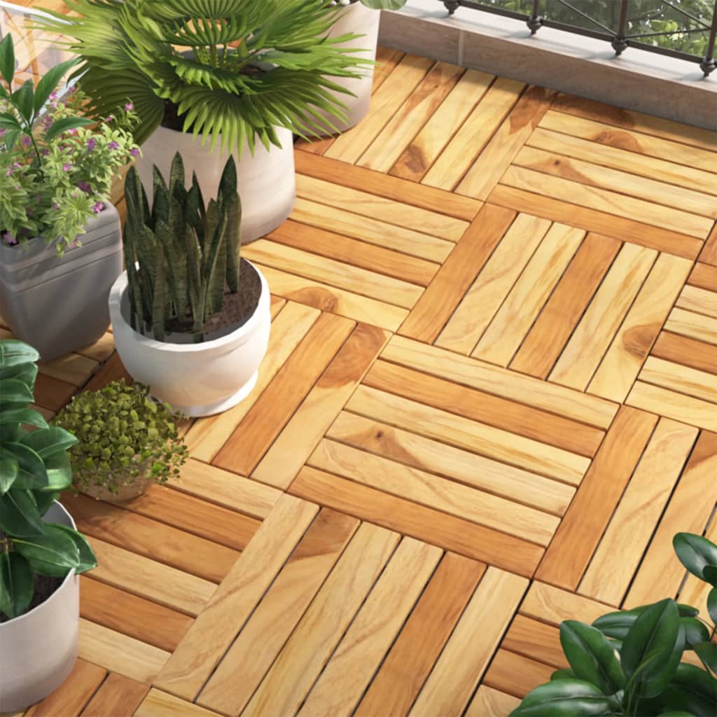 VIDAXL -Terrassenfliesen 20 PCs 30x30 cm Festes Teakfänger vertikales Muster