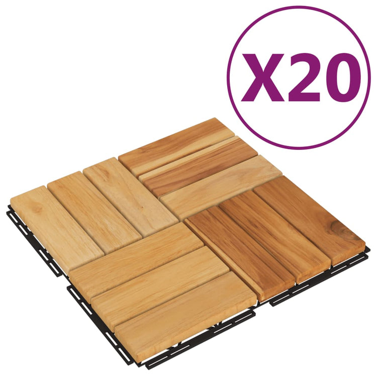 VIDAXL -Terrassenfliesen 20 PCs 30 x 30 cm Festes Teakholzholz