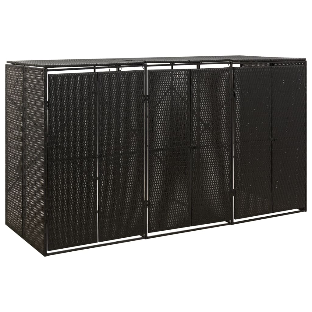Vidaxl Container Speicher Triple 207x80x117 cm Poly Rattan Schwarz