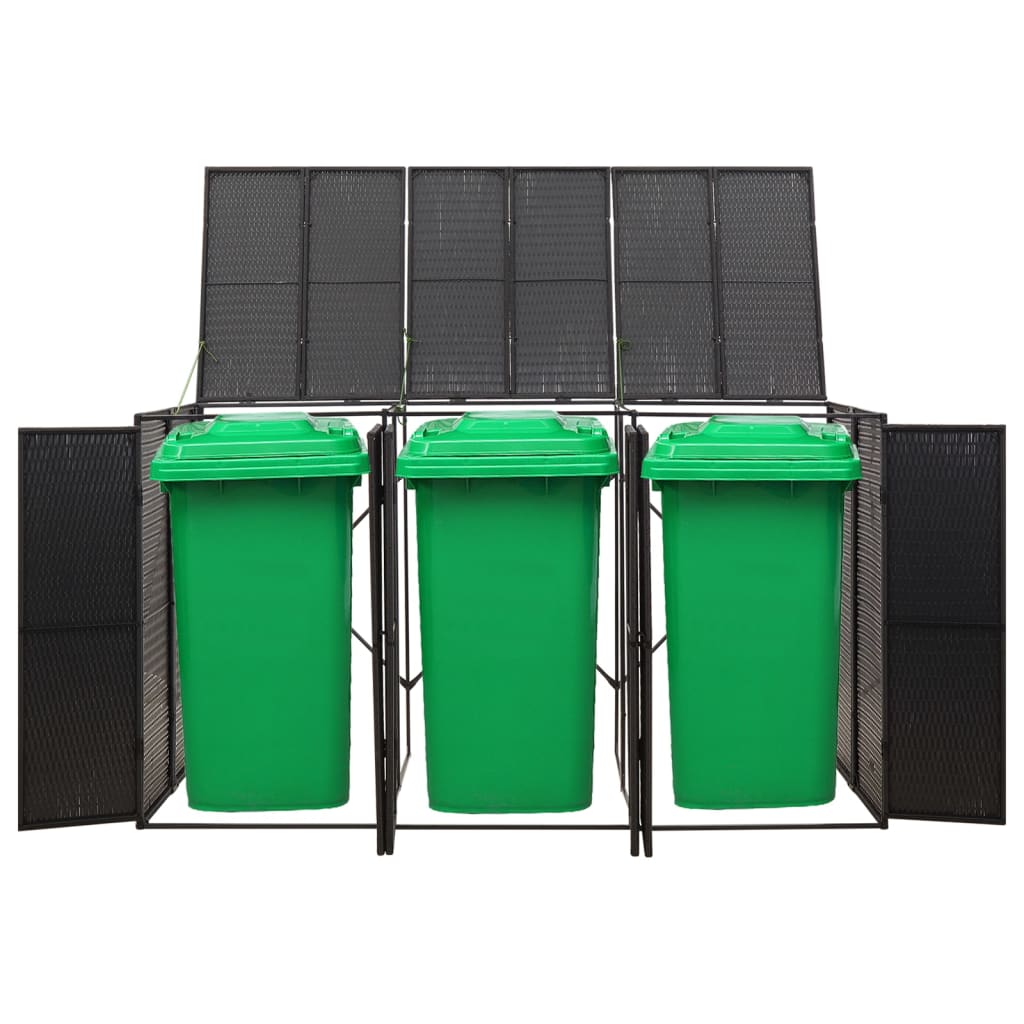 Vidaxl Container Speicher Triple 207x80x117 cm Poly Rattan Schwarz