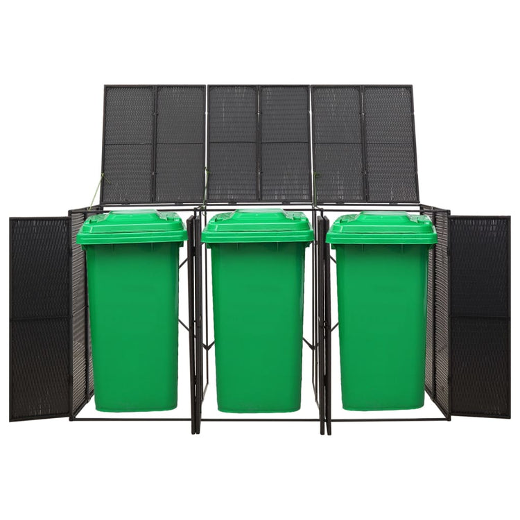 Vidaxl Container Speicher Triple 207x80x117 cm Poly Rattan Schwarz
