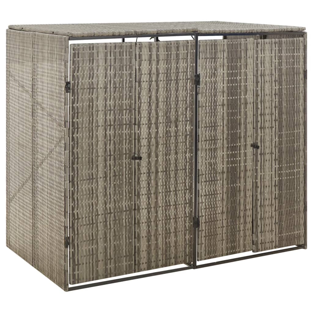 Vidaxl Containerspeicher Doppel 140 x 80 x 117 cm Poly Rattan Grau