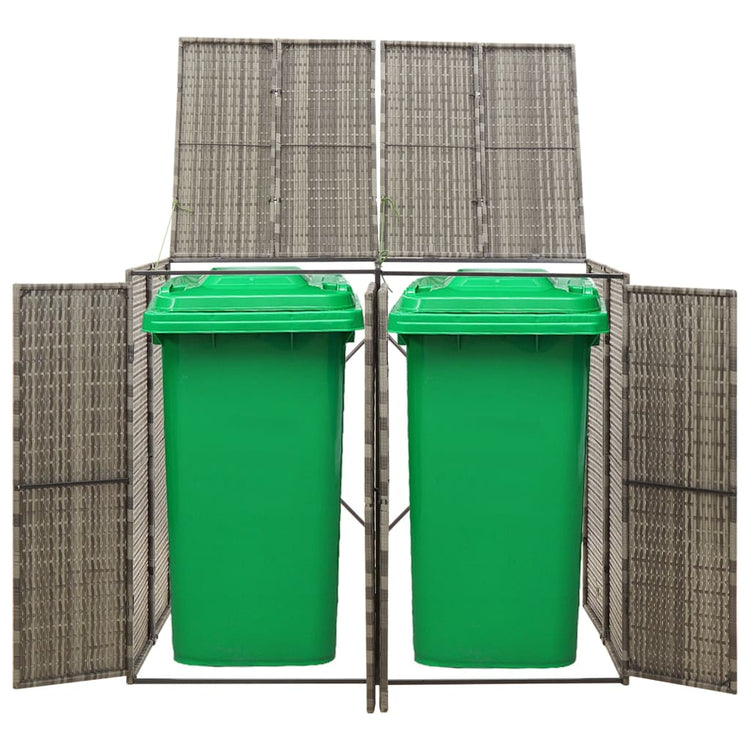 Vidaxl Containerspeicher Doppel 140 x 80 x 117 cm Poly Rattan Grau
