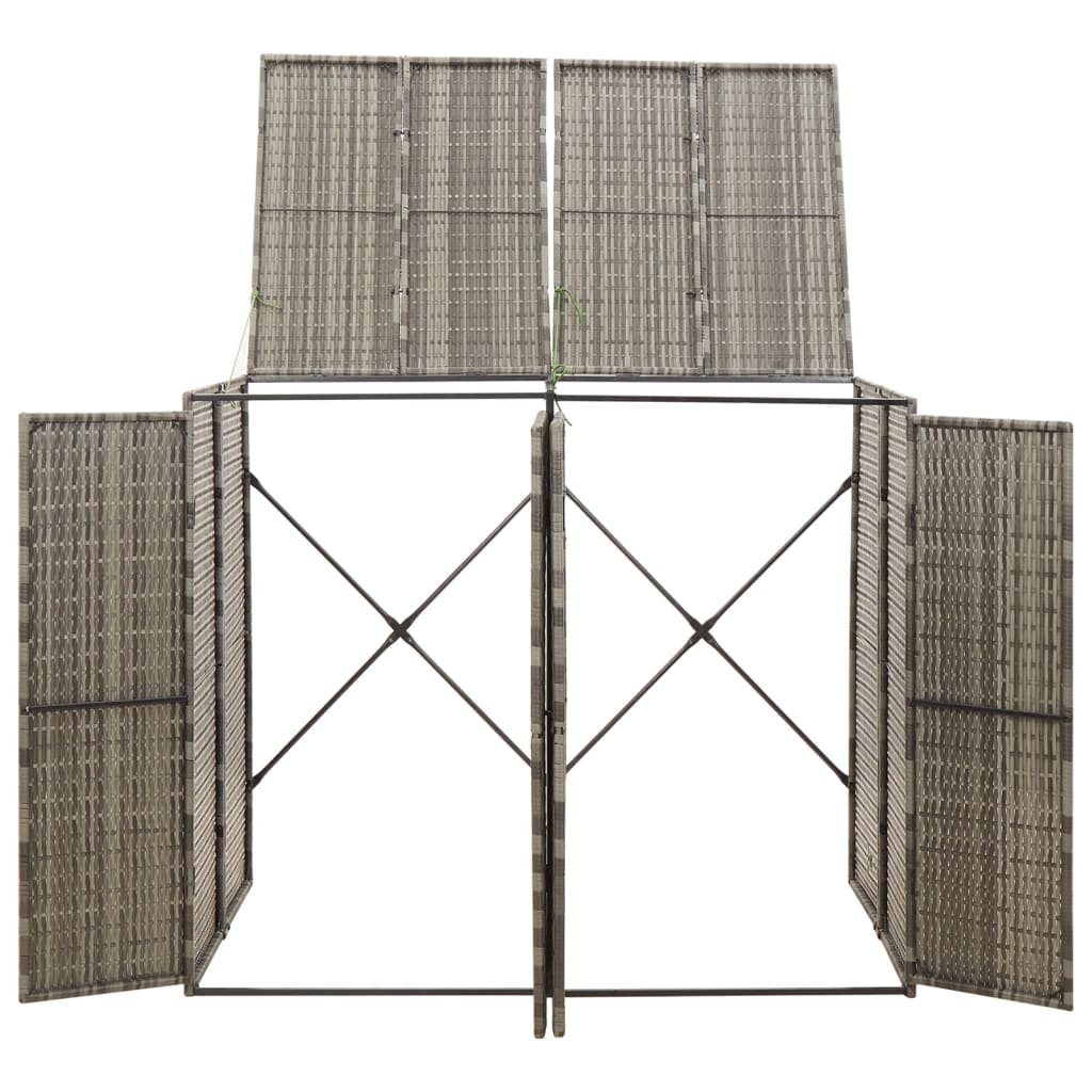 Vidaxl Containerspeicher Doppel 140 x 80 x 117 cm Poly Rattan Grau