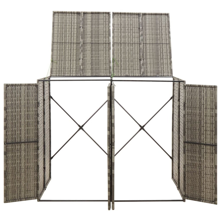 Vidaxl Containerspeicher Doppel 140 x 80 x 117 cm Poly Rattan Grau