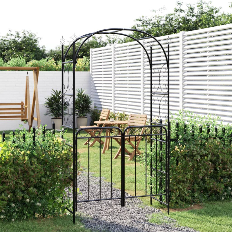 Vidaxl Gartenbogen mit Port 108x45x235 cm Stahl schwarz