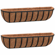 VIDAXL -Wandschalen 2 ST mit Kokosfaser 61x19x16 cm Stahlschwarz - afbeelding 2