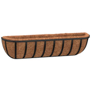 Vidaxl -Wandschalen 2 ST mit Kokosfaser 76x21x16 cm Stahl schwarz - afbeelding 3