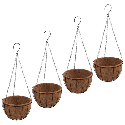 VIDAXL -Pflanzer hängen 4 ST mit Kokosnussstahl Ø 30x52 cm schwarz