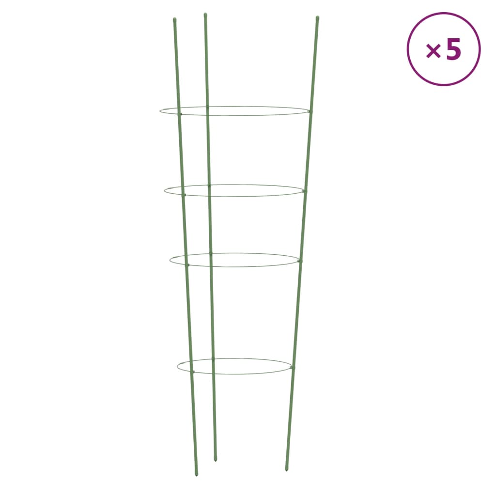 Vidaxl Plantrests 5 ST mit 4 Ringen 90 cm Stahlgrün