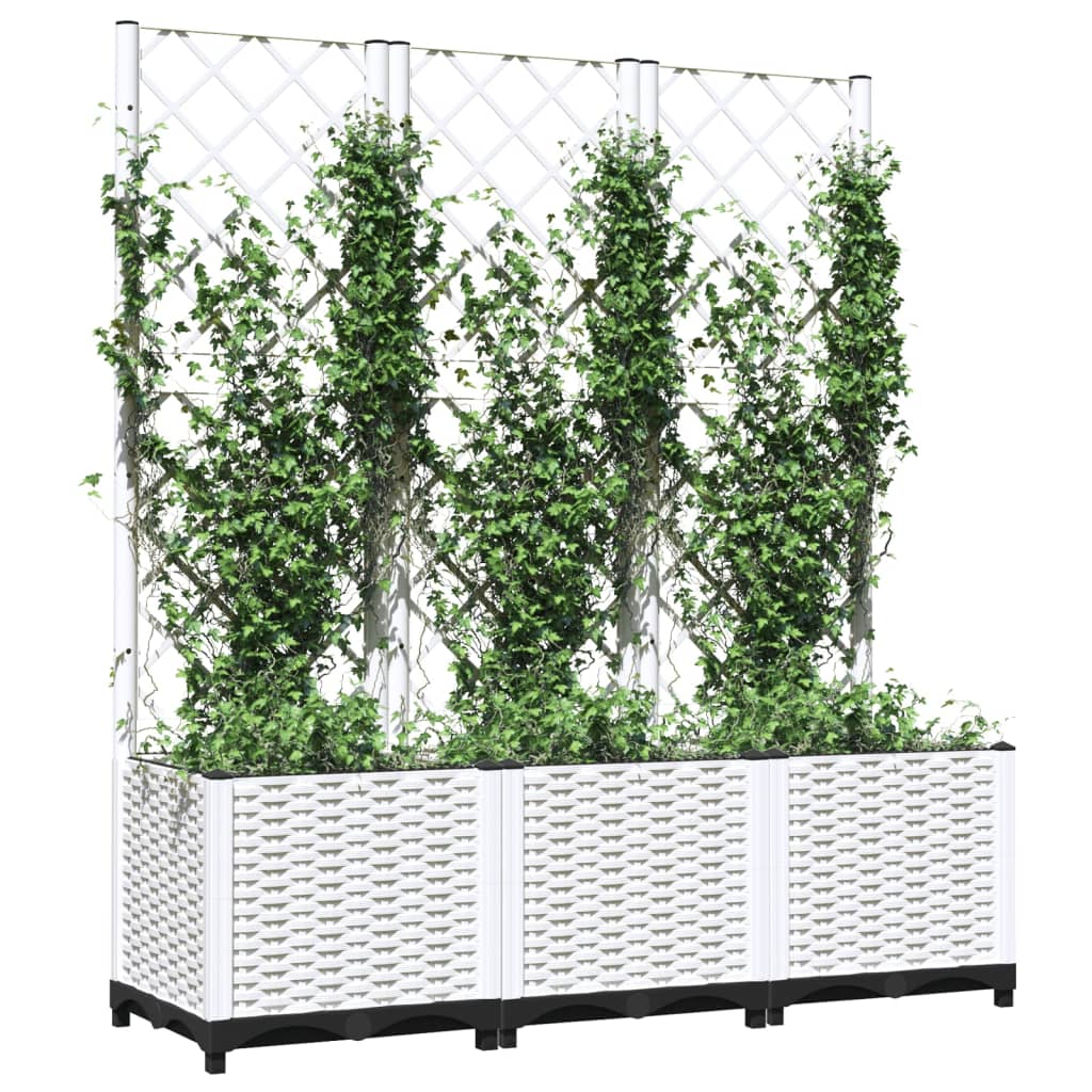 VIDAXL -Pflanzer mit Latwerk 120x40x136 cm Polypropen weiß