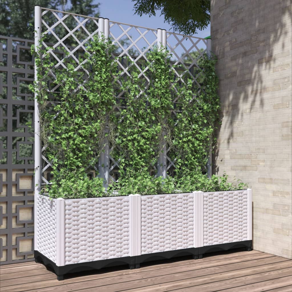VIDAXL -Pflanzer mit Latwerk 120x40x136 cm Polypropen weiß