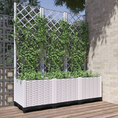 VIDAXL -Pflanzer mit Latwerk 120x40x136 cm Polypropen weiß