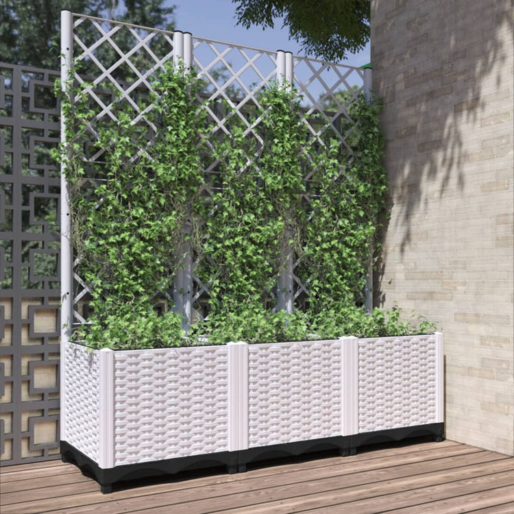 VIDAXL -Pflanzer mit Latwerk 120x40x136 cm Polypropen weiß
