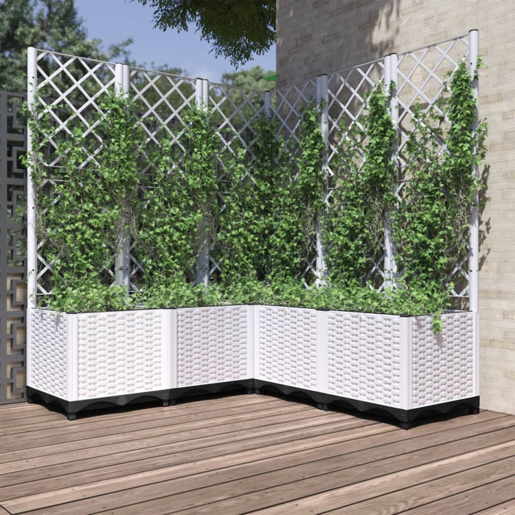 VIDAXL -Pflanzer mit Latwerk 120x120x136 cm Polypropen weiß