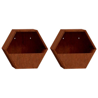 Vidaxl Pflanzer Wandmontage 2 ST 30x10x25 cm Corten Stahl rostig