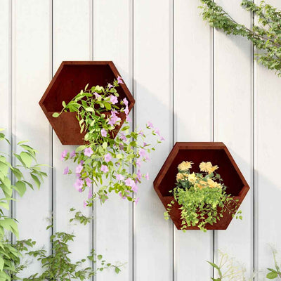 Vidaxl Pflanzer Wandmontage 2 ST 30x10x25 cm Corten Stahl rostig