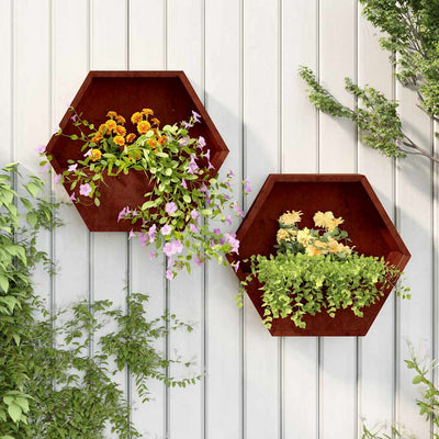 Vidaxl -Pflanzer Wandmontage 2 ST 46x10x40 cm Corten Stahl rostig