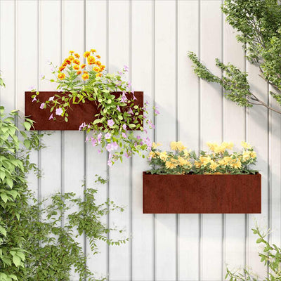 Vidaxl Pflanzer Wandmontage 2 ST 53x10x17 cm Corten Stahl Rusty