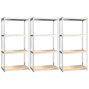 VIDAXL -LAGE RAG 4 Schichten 3 St. Stahl verarbeitet Holz Silberfarbe - afbeelding 2
