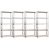VIDAXL-Speicher 5-layer 4 St. Stahl und verarbeitetes Holz Silberfarben - afbeelding 2